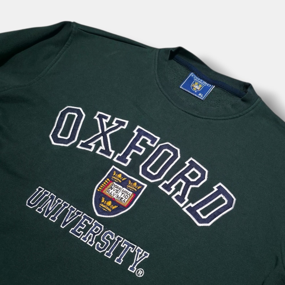 Oxford University England Crest‎ British Flag Crewneck Sweatshirt Size XL Green